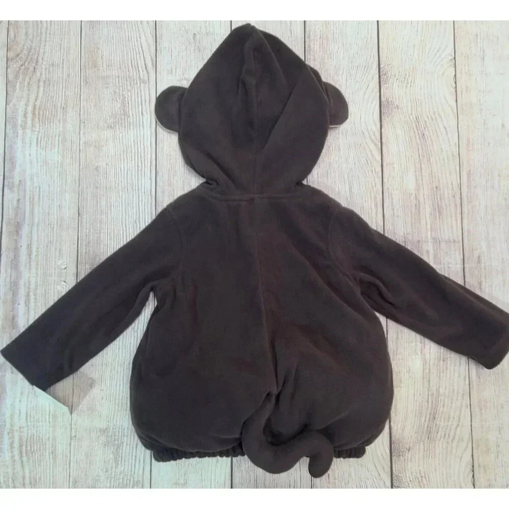 Carter's Baby Monkey Hoodie With Tail Size 24 Months Brown Jacket Costume New